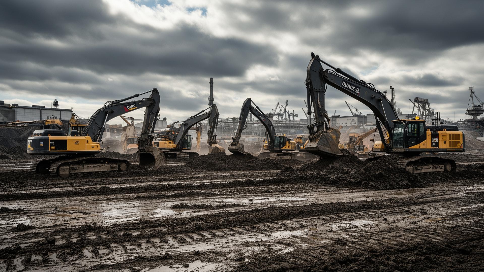 Chantier de construction avec équipement lourd