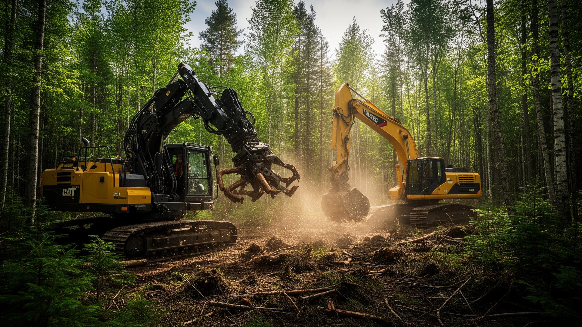 Machinerie forestière lourde au travail dans une forêt québécoise